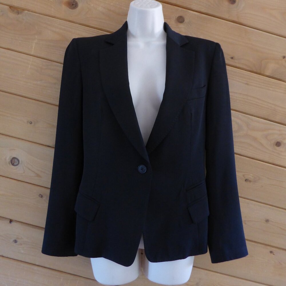 Donna Karan Solid Black Wool Blend Lined Basic Of… - image 1